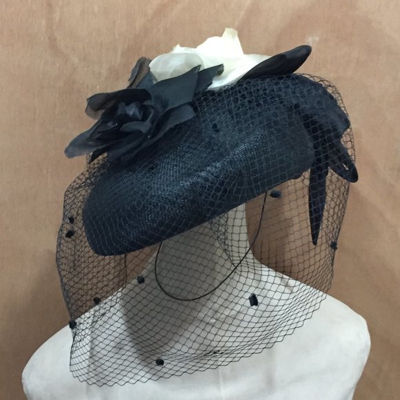 Vtg Peter Bettley Black Fascinator Hat Celebrate Wedding, Garden Party Black Tie main image 11